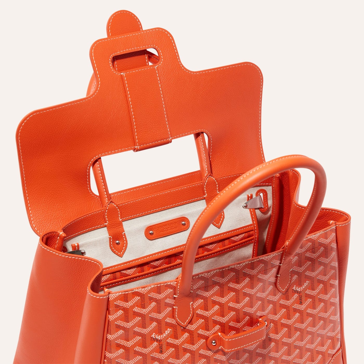 Goyard Saigon Tote Orange Goyardine Canvas Palladium Hardware - Image 5
